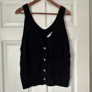 Zara Black Knitwear Button-Up Tank